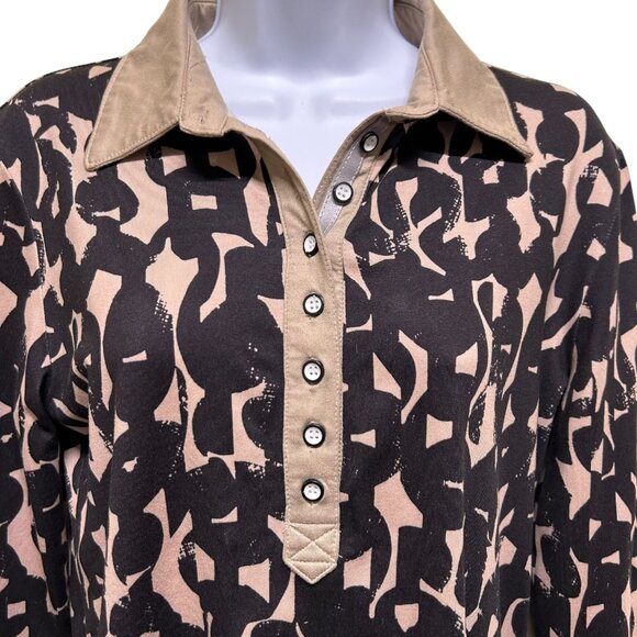 Spanner Golf Tan Black Pattern Long Sleeve Shirt Size S Sporty Vibe - Picture 2 of 7